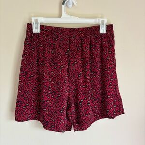 Frederick's of Hollywood Shorts Size M Silk Leopard print High Waist Red